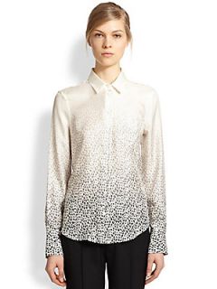Band of Outsiders Silk Degradé Leopard Blouse   Ivory