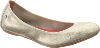 Womens Hush Puppies Chaste Ballet   Gold Snake Embossed Suede Ballet Flats