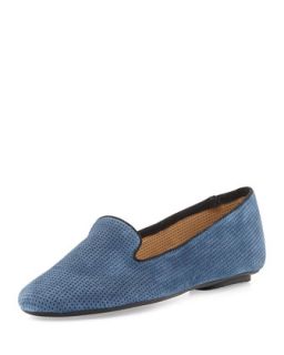 Samna Perforated Suede Flat, French Blue