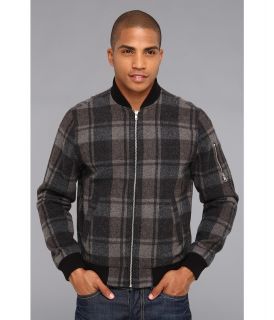 AG Adriano Goldschmied The Bomber Jacket Brushed Wool Plaid Mens Coat (Gray)