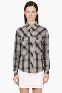 Filles A Papa Brown And Black Plaid Sequin Back Blouse