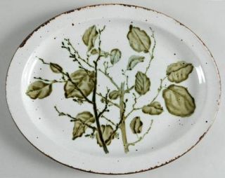 WR Midwinter Green Leaves 12 Oval Serving Platter, Fine China Dinnerware   Ston