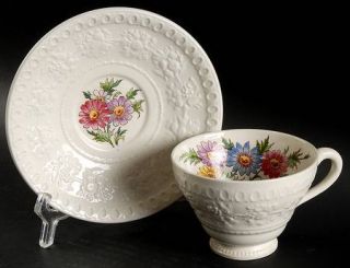 Wedgwood Garden Club Footed Cup & Saucer Set, Fine China Dinnerware   Wellesley,