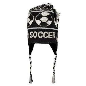 hidden Fleece Lined Soccer Knit Hat (Blk/Wht)