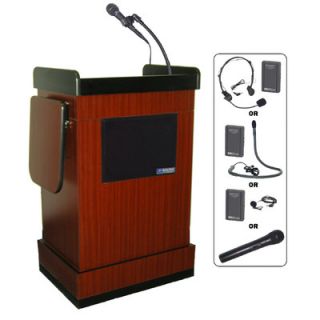 AmpliVox Sound Systems Wireless Multimedia Smart Computer Lectern in Mahogany