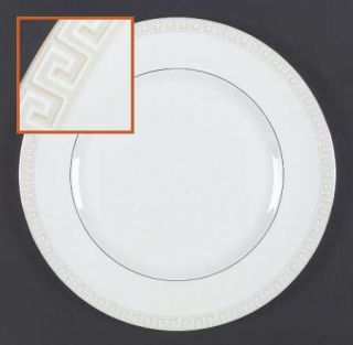 Wedgwood Athens Salad Plate, Fine China Dinnerware   Bone, Tan Greek Key