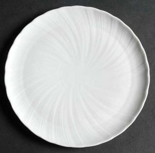 Bernardaud Palm Dessert/Pie Plate, Fine China Dinnerware   All White,Swirl Edge