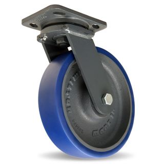 Hamilton Workhorse Caster   8Dia.X2W Polyurethane Wheel   1200 Lb. Capacity A  1/2 Sealed Precision Ball Bearings   Swivel   Blue