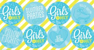 Girls Only Party Large Lollipop Sticker Sheet