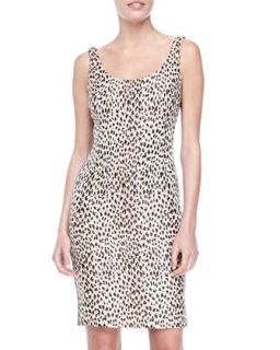 Ariana Sleeveless Printed Jacquard Dress, Leopard