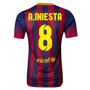 Nike Barcelona 13/14 A.INIESTA Authentic Home Soccer Jersey