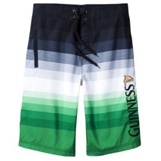 Mens Guinness Board Shorts   Green Stripes S
