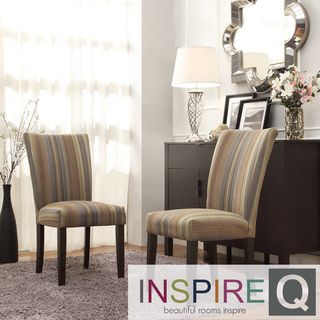 Inspire Q Parson Seamless Striped Fabric Side Chairs (set Of 2)