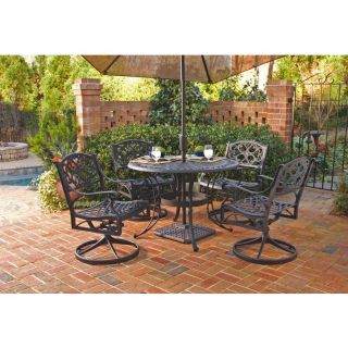Home Styles Biscayne 42 in. Black Swivel Patio Dining Set   Seats 4   5554 305