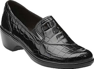 Womens Clarks May Poppy   Black Patent Croco Casual Shoes