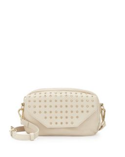 Bagdini Studded Flap Front Crossbody Bag, White