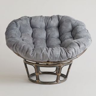 Charcoal Micro Suede Papasan Chair Cushion   World Market