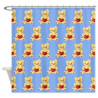  Cute Teddy Bear Blue Pattern Shower Curtain  Use code FREECART at Checkout