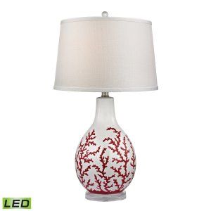 Dimond Lighting DMD D2479 LED Sixpenny Red Coral Ceramic Table Lamp with Acrylic