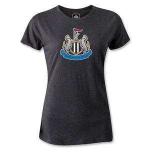 hidden Newcastle United Crest Womens T Shirt (Dark Gray)