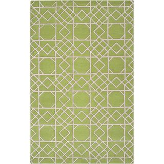 Hand tufted Oss Green Geometric Trellis Wool Rug (2 X 3)