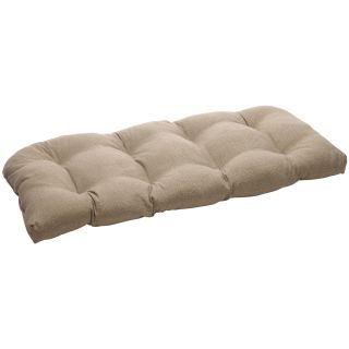 Pillow Perfect Solid Taupe Tufted Outdoor Loveseat Cushion