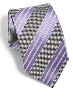  Collection Mantero Striped Silk Tie   Black