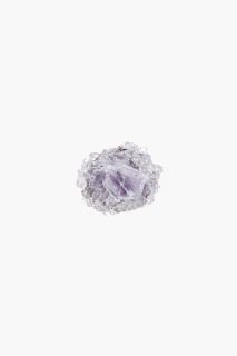Arielle De Pinto Purple And Silver Crystal Boule Ring