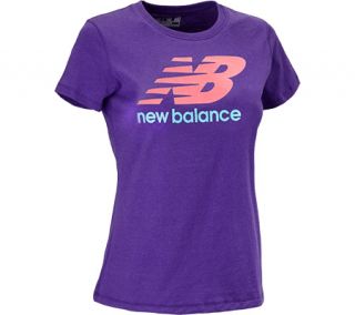 Womens New Balance Large Logo Tee WET3149   Amethyst Short Sleeve Shirts