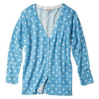Merona Petites 3/4 Sleeve V Neck Cardigan Sweater   Blue Print XXLP