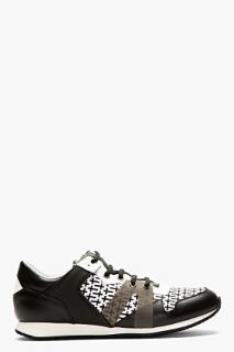 Mcq Alexander Mcqueen White And Black Cross Print Sneakers