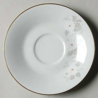 Noritake Grace Saucer, Fine China Dinnerware   White & Gray Flowers On Side