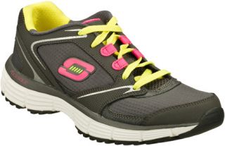 Womens Skechers Agility Rewind   Gray/Yellow Training Shoes