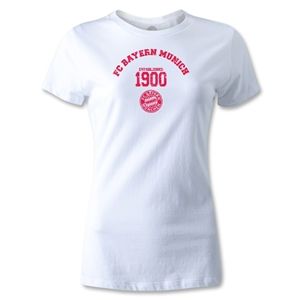 hidden Bayern Munich Distressed Established 1900 Womens T Shirt (White)