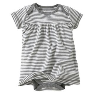 Burts Bees Baby Newborn Girls A Line Striped Bodysuit Dress   Grey 24 M