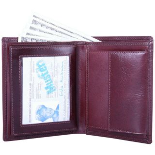 Leatherbay Mens Brown Leather Bi fold Wallet