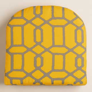 Yellow and Gray Gate Outdoor Gusset Chair Cushion   World Market