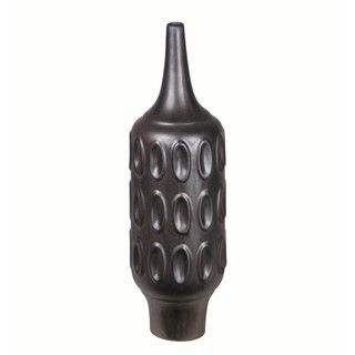 Privilege Exotic Black Ceramic Vase (Brown Materials CeramicDimensions 17.5 inches high x 5 inches wide x 5 inches deep )