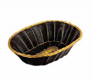 Tablecraft Basket, Oval, Black Vinyl w/ Gold Metal Trim