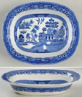 Ridgway (Ridgways) Willow Blue (Birds,Diamond Stamp) 9 Oval Vegetable Bowl, Fin