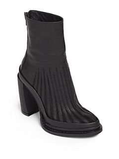Ann Demeulemeester Leather & Mesh Platform Ankle Boots   Black