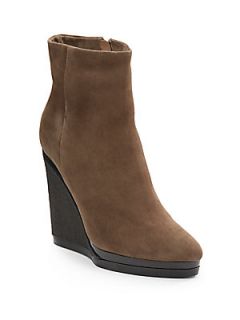 Delia Suede & Shearling Wedge Ankle Boots