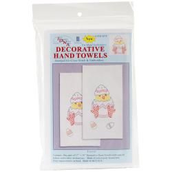 Stamped White Decorative Hand Towel 17 X28 One Pair  Easter