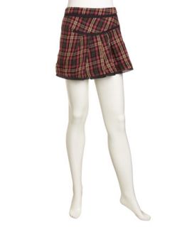 Plaid Pleated Skirt, Raspberry
