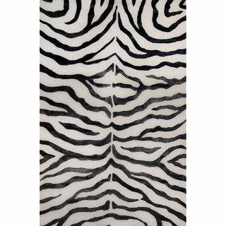 Nuloom Handmade Zebra Black Faux Silk/ Wool Rug (3 X 5)