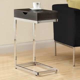 Single drawer Chrome Metal Cappuccino Accent Table