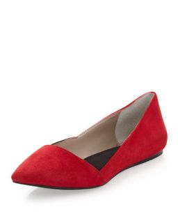 Elliee Suede Pointy Flat, Red