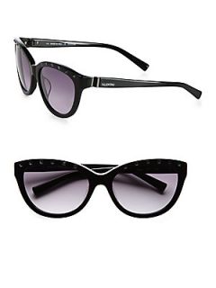 Valentino Studded Star Cats Eye Sunglasses   Black