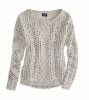 Cream AE Mixed Knit Donegal Sweater, Womens XXS