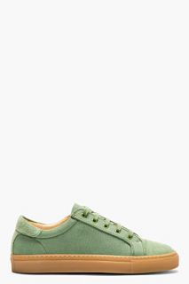 Carven Green Canvas And Suede Low Top Sneakers